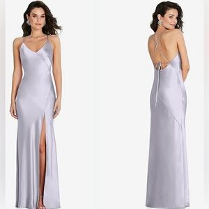 After Six V-Neck Convertible Strap Bias Slip Maxi Dress w/Front Slit Size S, NWT